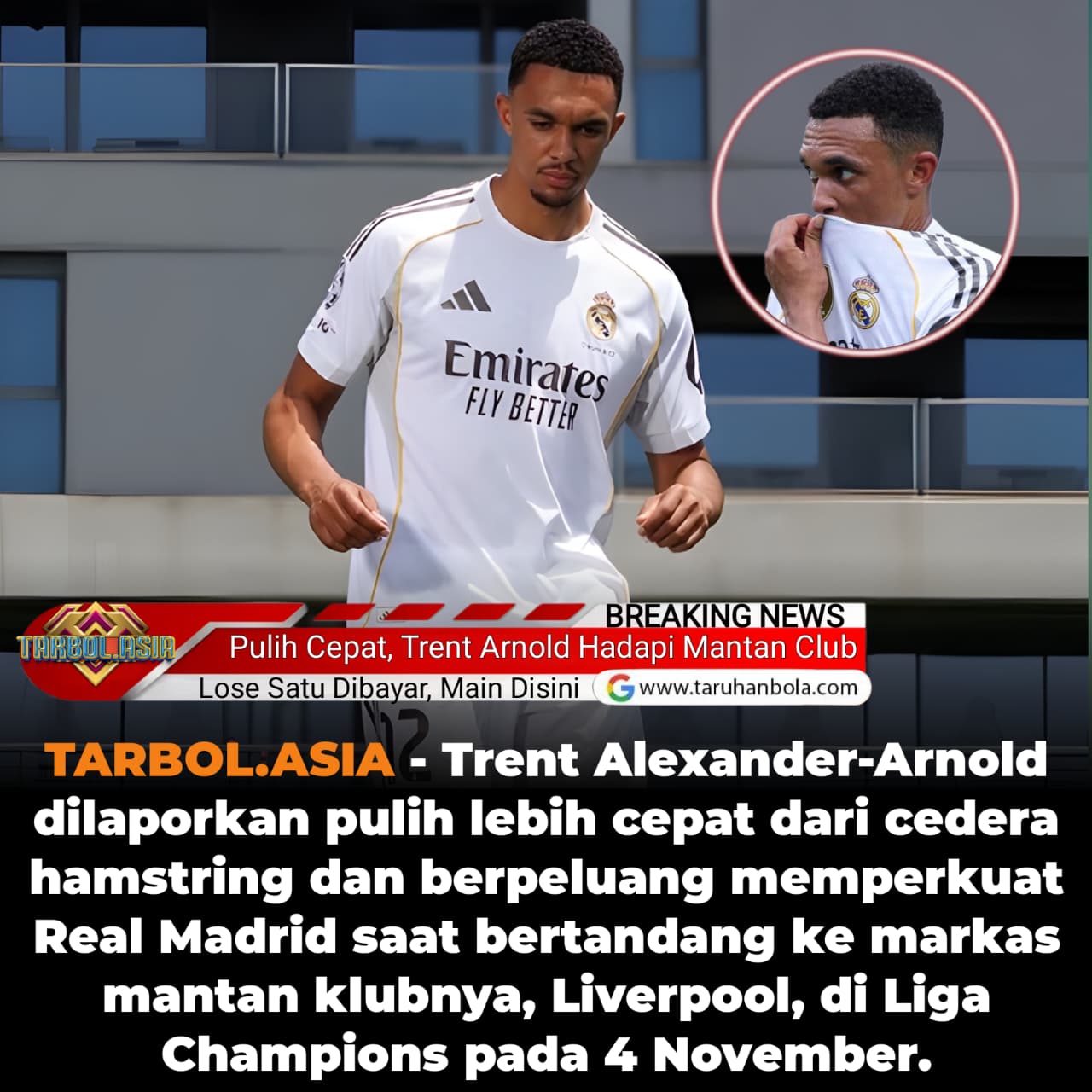 Pulih Dari Cidera Lebih Cepat! Trent Alexander Arnold Targetkan Comeback di Rumah Lama: Siap Hadapi Liverpool di Anfield 4 November.