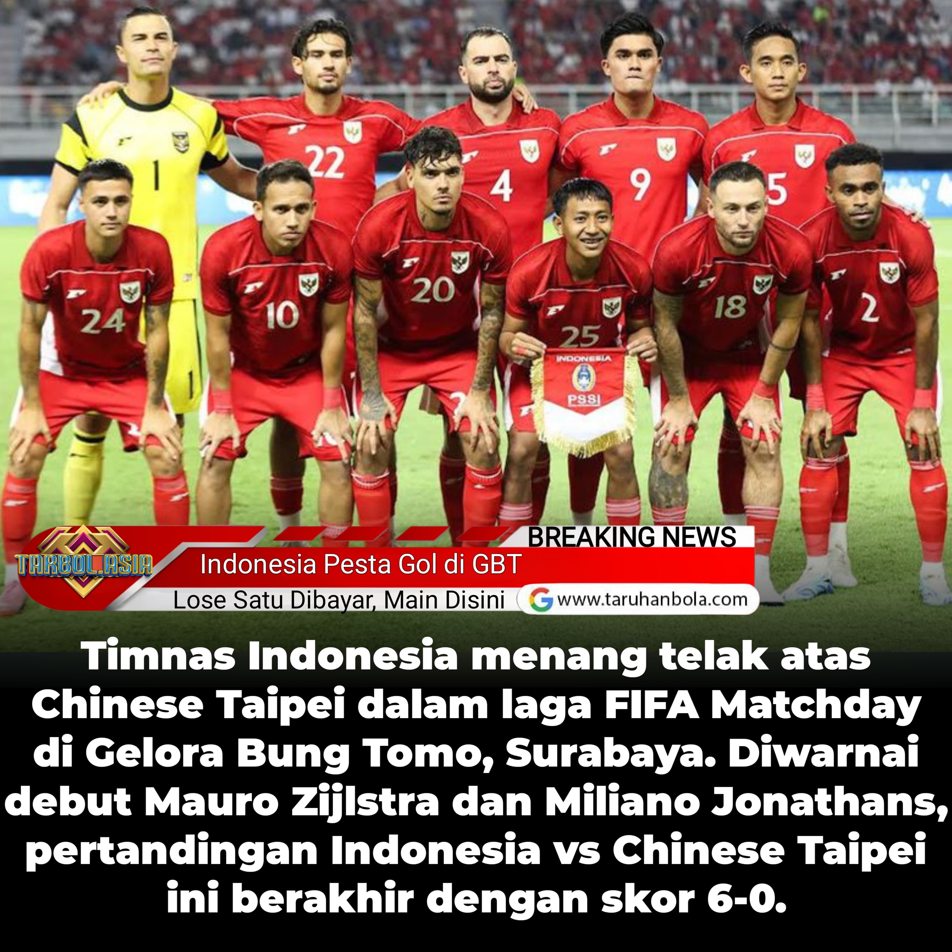 Garuda Pesta Gol di Surabaya: Indonesia Hancurkan Chinese Taipei 6-0